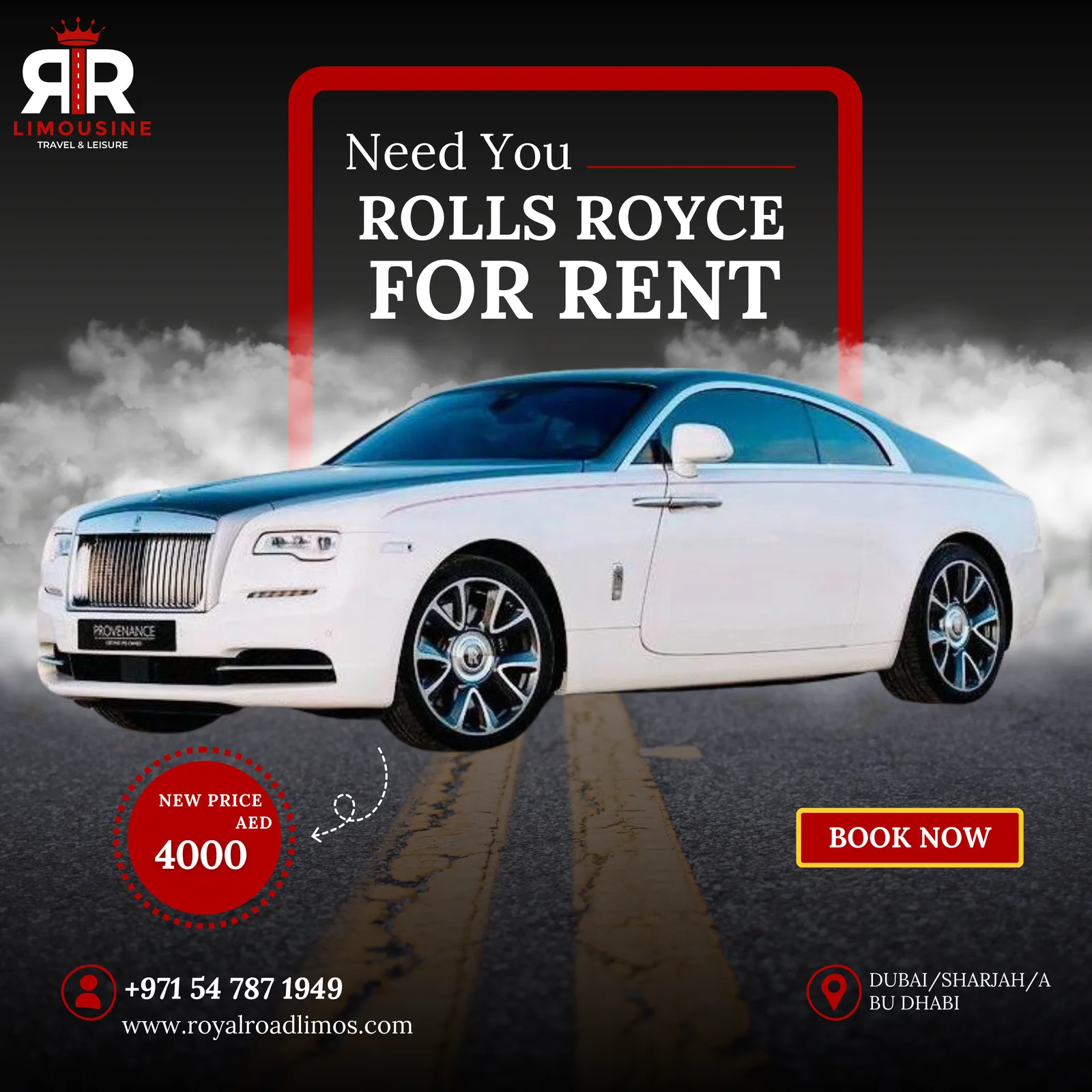 White Rolls-Royce for rent in Dubai