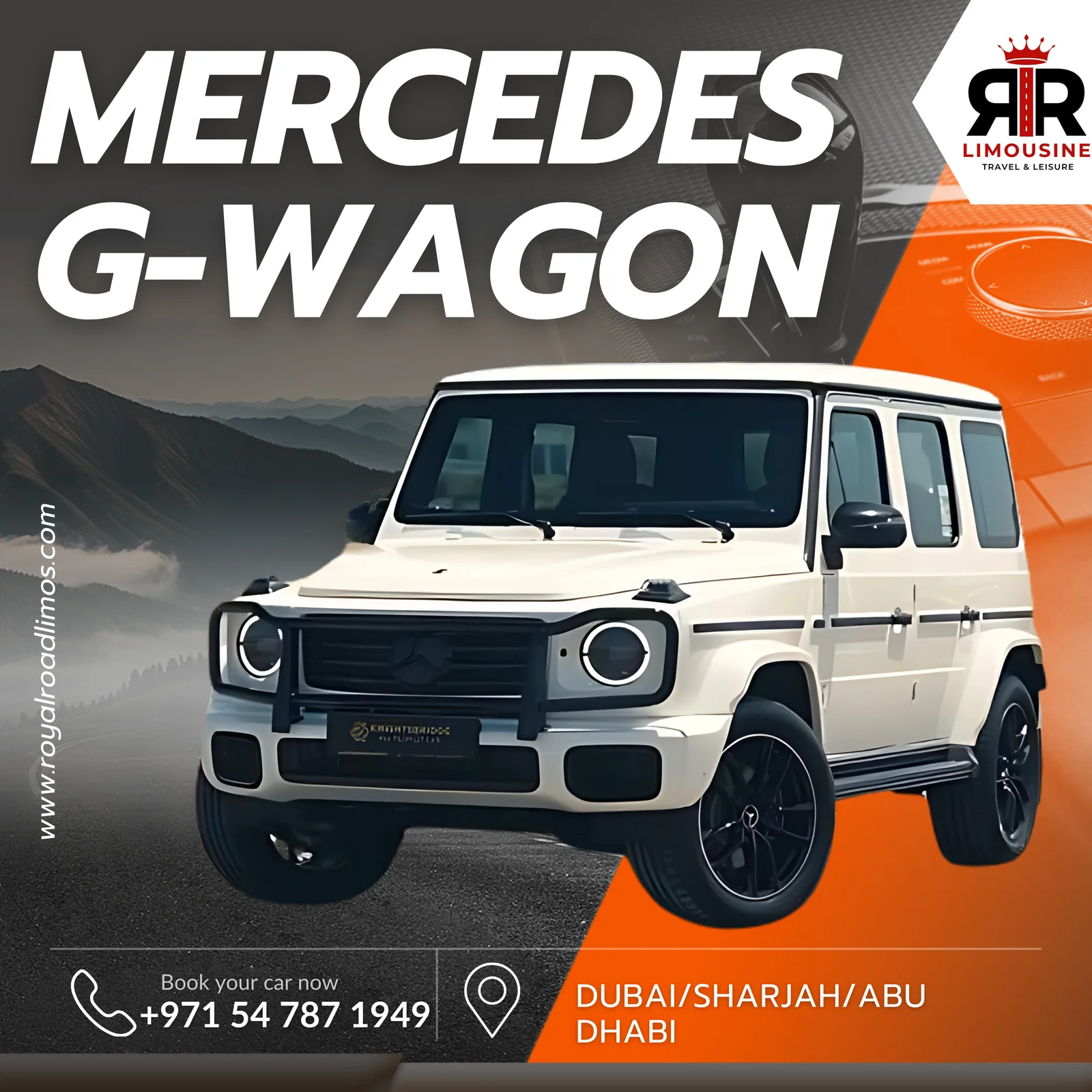White Mercedes G-Wagon for rent in Dubai